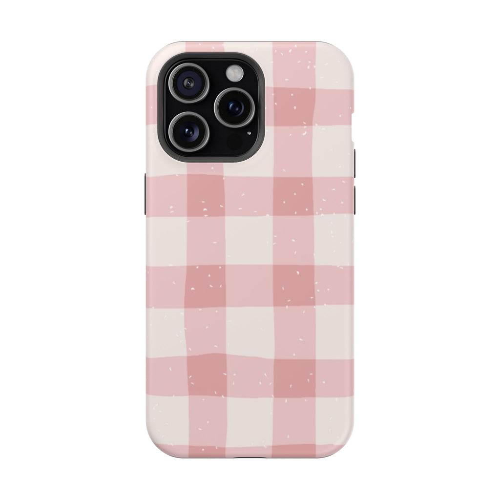 Magnetic Phone Case (Pink Checkered)