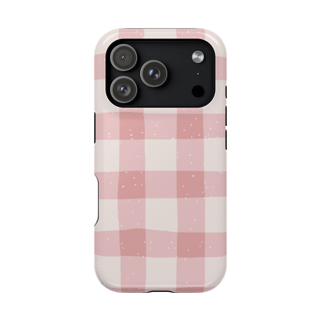 Magnetic Phone Case (Pink Checkered)