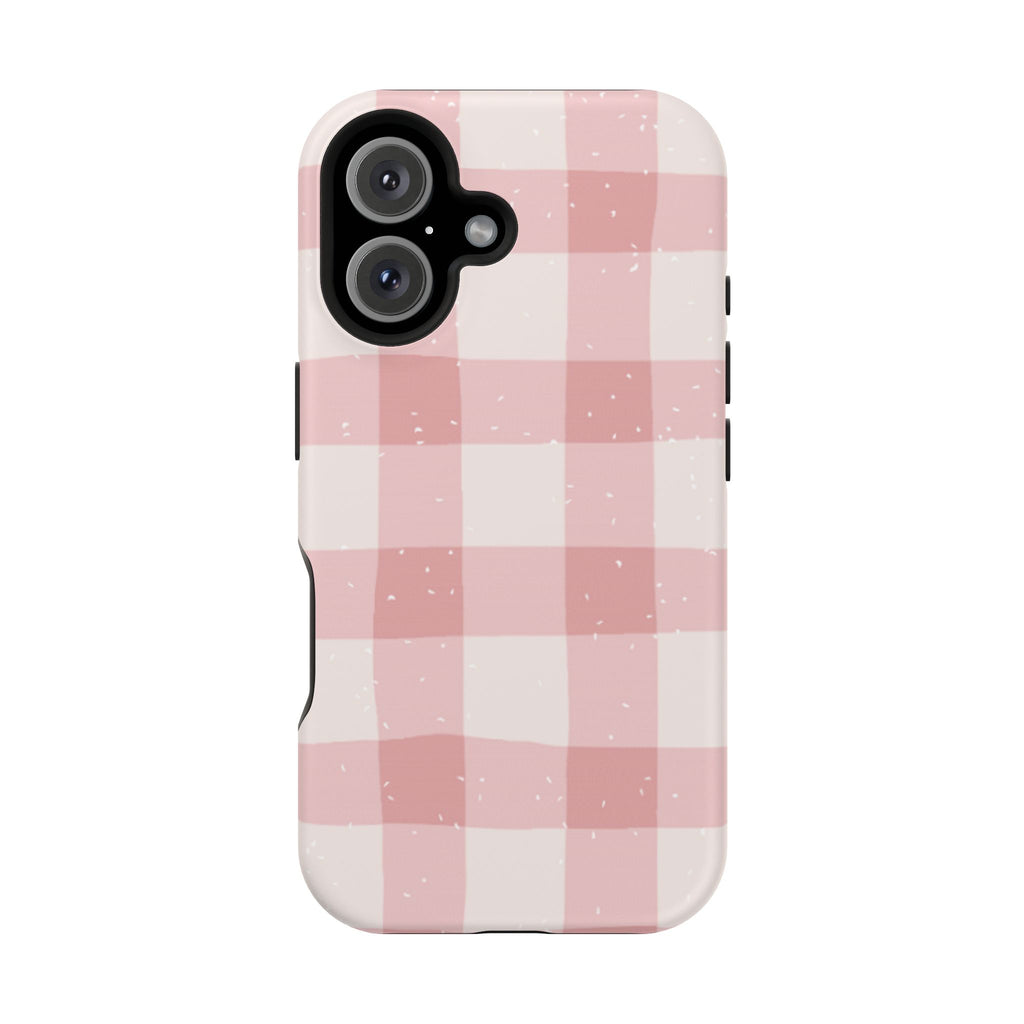 Magnetic Phone Case (Pink Checkered)