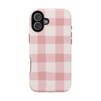 Magnetic Phone Case (Pink Checkered)