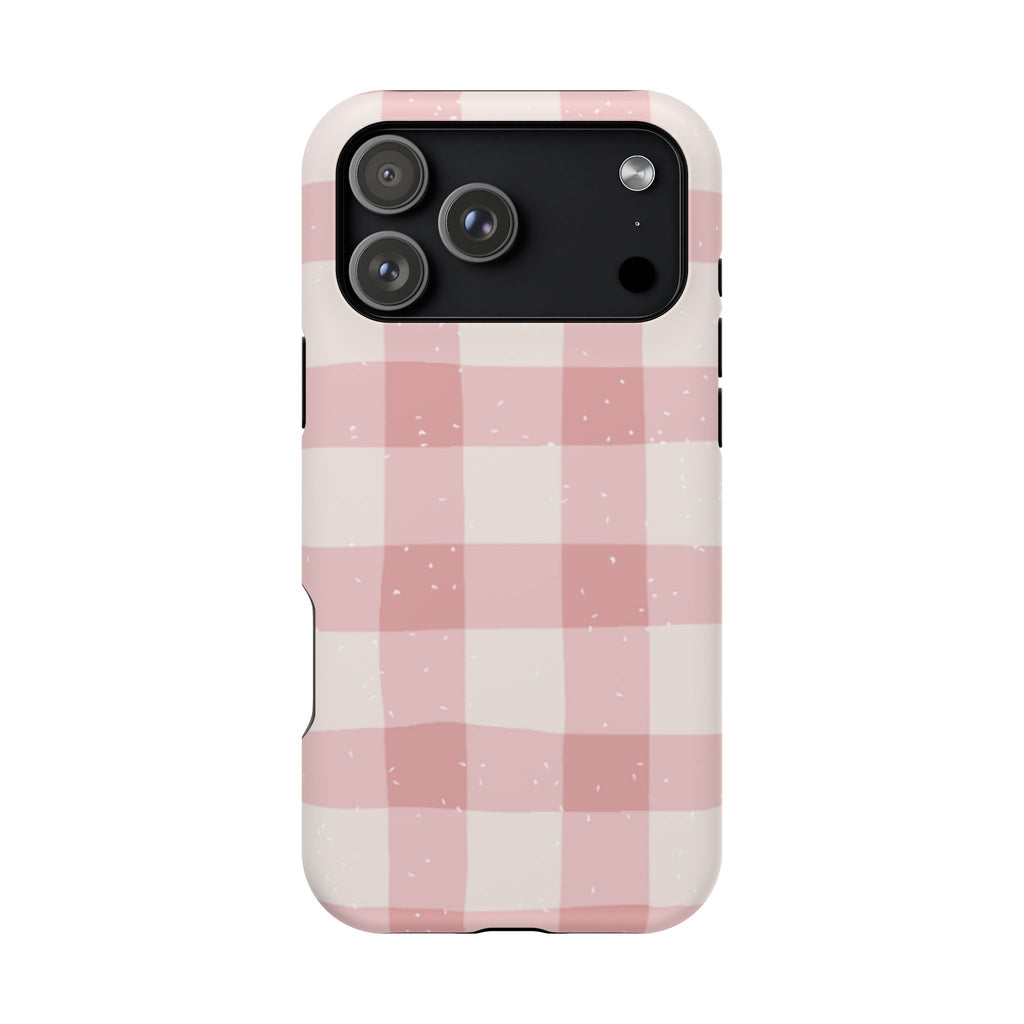 Magnetic Phone Case (Pink Checkered)