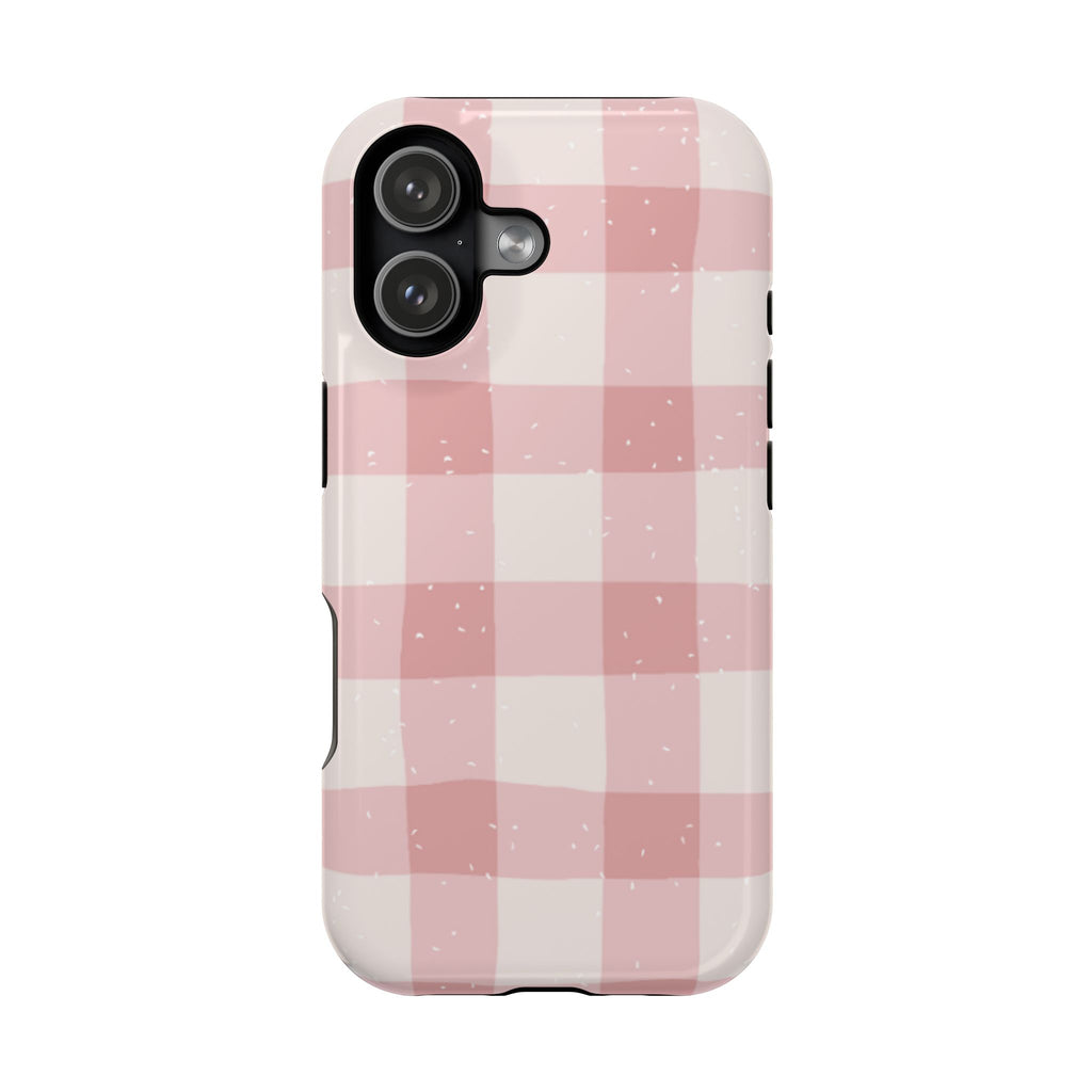 Magnetic Phone Case (Pink Checkered)