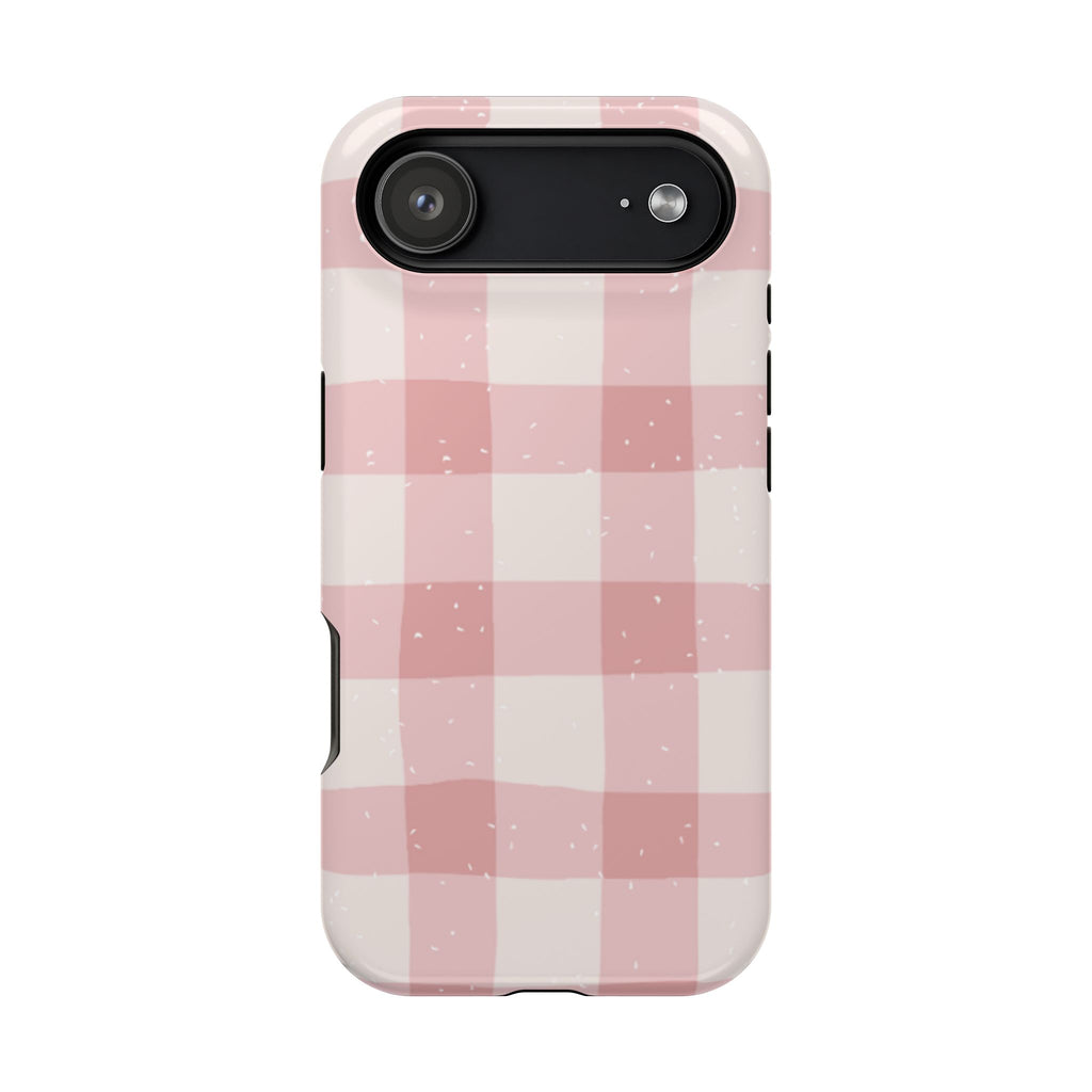 Magnetic Phone Case (Pink Checkered)