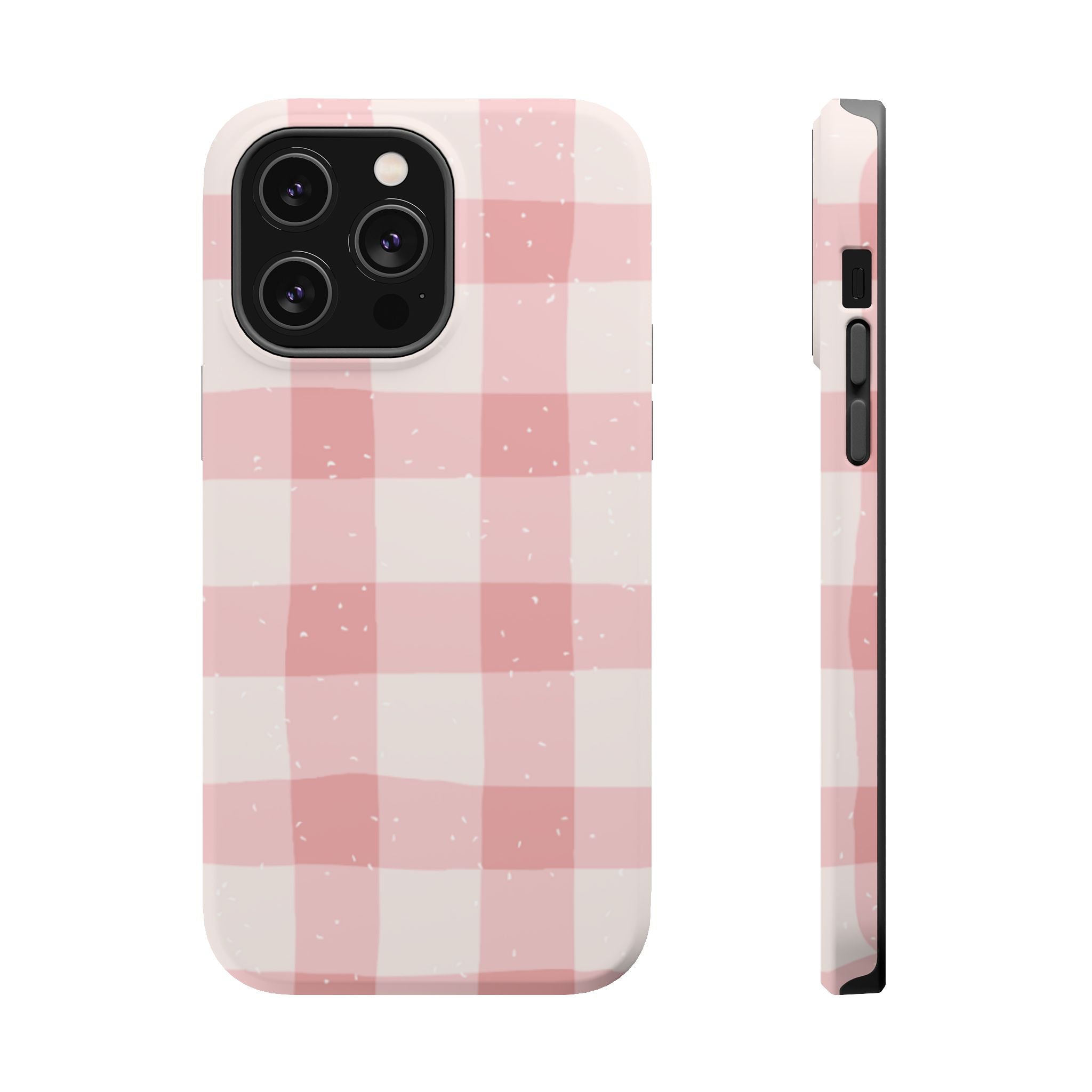 Magnetic Phone Case (Pink Checkered)