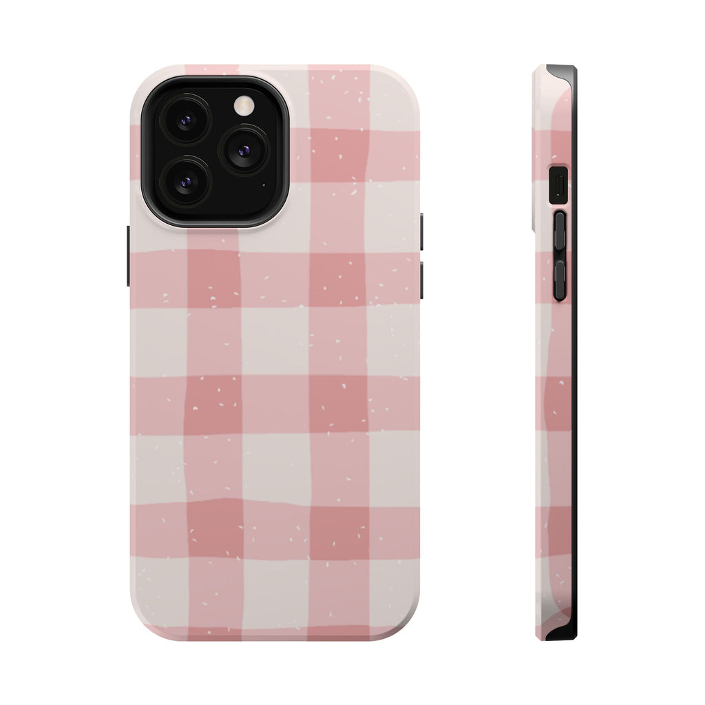 Magnetic Phone Case (Pink Checkered)
