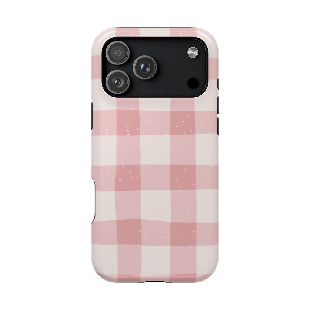 Magnetic Phone Case (Pink Checkered)