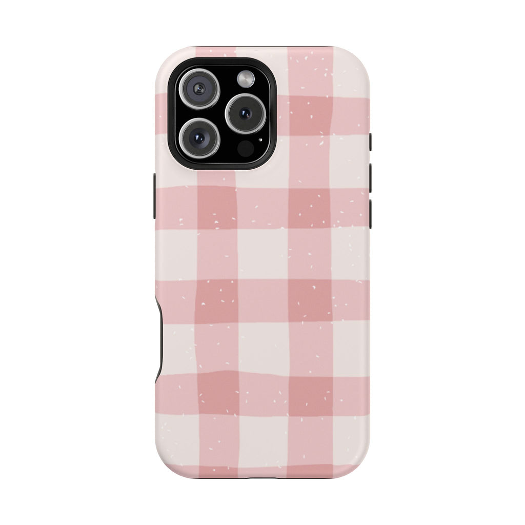 Magnetic Phone Case (Pink Checkered)