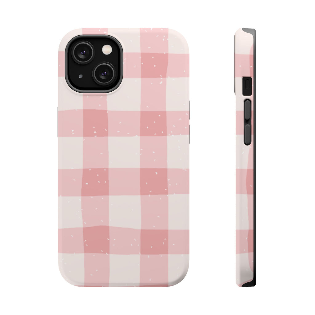 Magnetic Phone Case (Pink Checkered)
